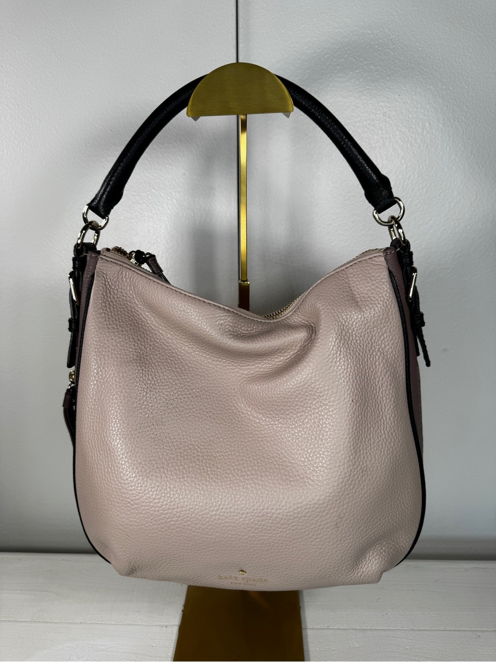 Kate Spade New York Pebbled Leather Convertible Hobo Shoulder Bag Blush Pink